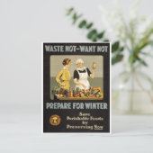 Weltkrieg 1 Poster. Nicht verschwenden, woll nicht Postkarte (Stehend Vorderseite)