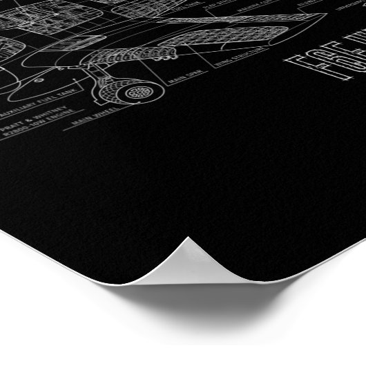 Weltkrieg 2 F6f Hellcat Kampfflugzeug-Blueprint Poster (Ecke)