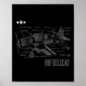 Weltkrieg 2 F6f Hellcat Kampfflugzeug-Blueprint Poster (Vorne)