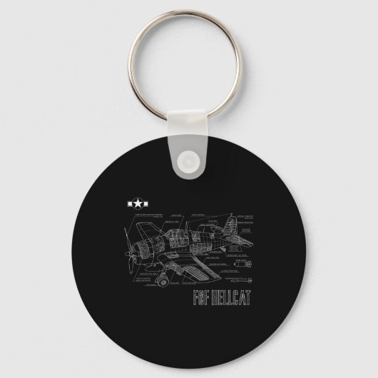 Weltkrieg 2 F6f Hellcat Kampfflugzeug-Blueprint Schlüsselanhänger (Vorderseite)