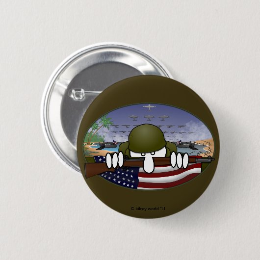 Weltkrieg 2 Kilroy grundlegender Knopf Button (Vorne & Hinten)
