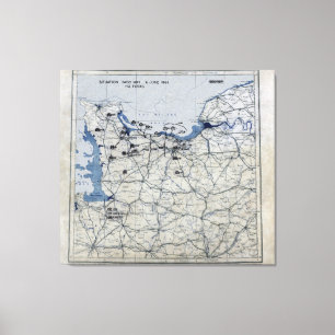 Weltkrieg-Invasionstag-Karte am 6. Juni 1944 Leinwanddruck