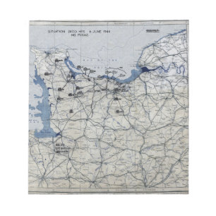 Weltkrieg-Invasionstag-Karte am 6. Juni 1944 Notizblock