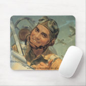 Weltkrieg ll Pilot in der Aktion Mousepad (Mit Mouse)