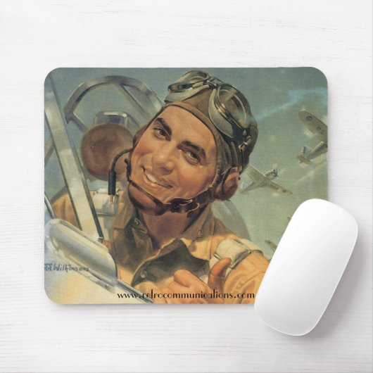 Weltkrieg ll Pilot in der Aktion Mousepad (Mit Mouse)