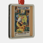 Weltkrieg Patriotisches Poster-Ornament Silbernes Ornament (Rechts)