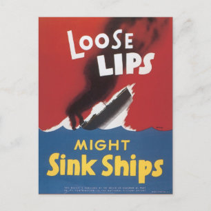 Weltkrieg Postkarten, Lose Lippen versenken Schiff Postkarte