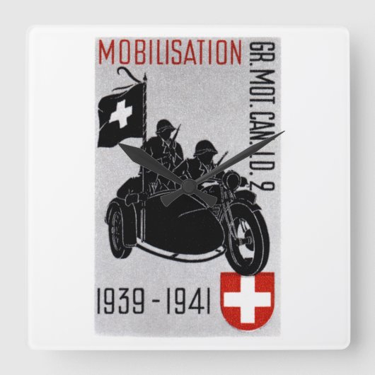 Weltkrieg Quadratische Wanduhr (Vorderseite)