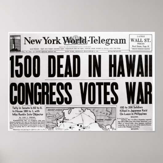 Weltkrieg-Zeitungspapier Poster (Vorne)