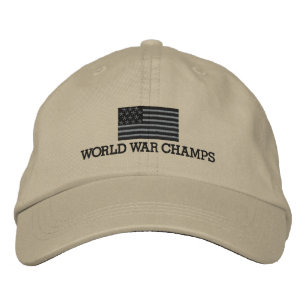 Weltkriegsmeister - Graue und schwarze amerikanisc Bestickte Kappe