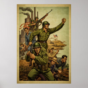 Weltkriegszeit Inspiriert Soldaten-März-Poster Poster
