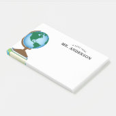 Weltkugel auf Stapel des Buch-personalisierten Post-it Klebezettel (angewinkelt)