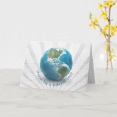 Weltkugel mit Wolkengeburtstag Karte (Gelbe Blume)