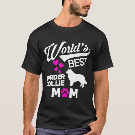 Weltlandschaft Beste Mama für Border Collie T-Shirt (Vorderseite)
