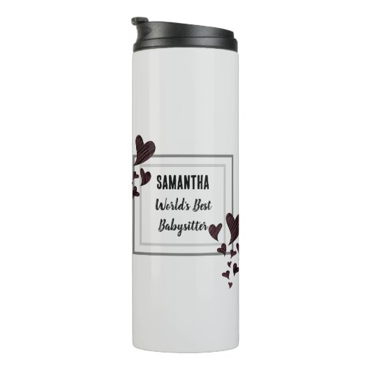 Weltlds Best Babysitter Hearts Childcare Kindermäd Thermosbecher (Nach rechts gedreht)