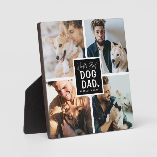 'Weltlds Best Dog Vater' Foto Collage Plaque Fotoplatte (Vorderseite)