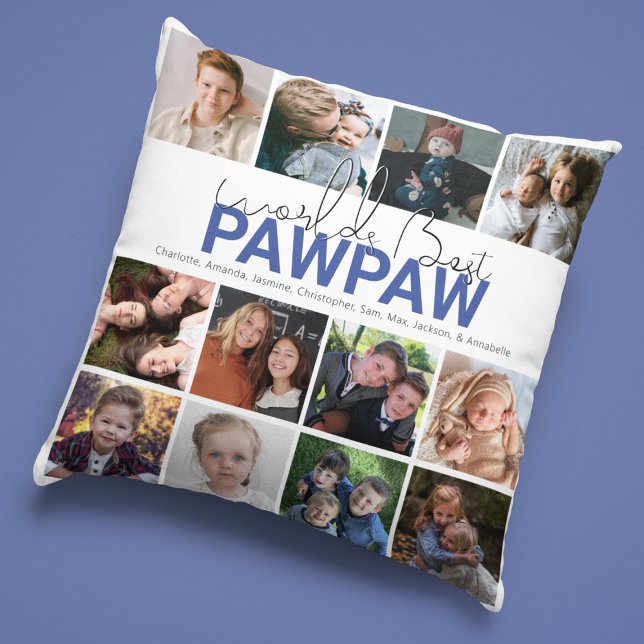 Weltlds Best Pawpaw | Foto Collage Throw Kissen (Von Creator hochgeladen)