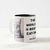 Weltleitster Cat Vater Black Two Foto Pet Lover Zweifarbige Tasse (Vorderseite Links)
