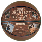 Weltleitster Vater Woodgrain Acht FotoCollage Basketball (Vorderseite)