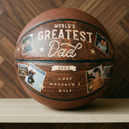 Weltleitster Vater Woodgrain Acht FotoCollage Basketball
