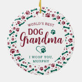 Weltleitungen Bester Hund Oma Paw Prints Foto Keramik Ornament (Hinten)