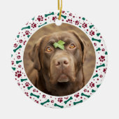 Weltleitungen Bester Hund Opa Paw Prints Foto Keramik Ornament (Vorne)