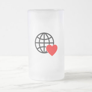 Weltliebesglobus-Symbol Herz Erde Sommerdesign Mattglas Bierglas