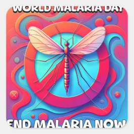 Weltmalariatag - Jetzt Malaria beenden Quadratischer Aufkleber