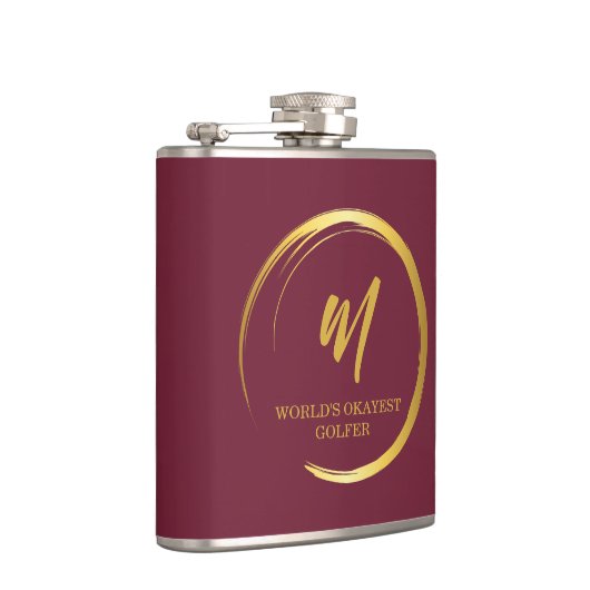 Weltmarken, die das Golfer-Gold-Monogramm Flachmann (Rechts)
