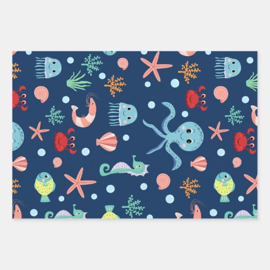 Weltmeer Geschenkpapier Set (Vorderseite)