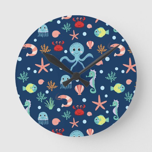 Weltmeer Runde Wanduhr (Vorderseite)