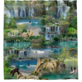 Weltmeere und -flüsse, Seen und Sport Duschvorhang