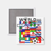 Weltmeisterschaft 2010 Alle Team Flags Square Magn Magnet (Vorderseite/Rückseite)