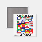 Weltmeisterschaft 2010 Globe Football Square Magne Magnet (Vorderseite/Rückseite)