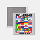 Weltmeisterschaft 2010 Gray Square Magnet (Vorderseite/Rückseite)