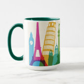 Weltmonument-Pastell-Collage Tasse (Links)