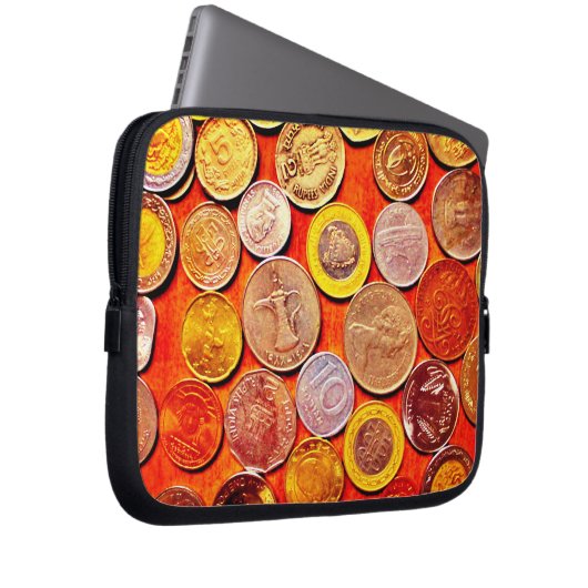 Weltmünzen Laptopschutzhülle (Vorne Rechts)