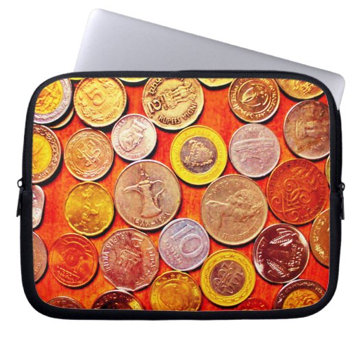Weltmünzen Laptopschutzhülle (Vorderseite)