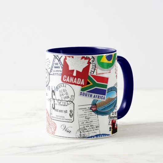 Weltpass-Muster Tasse (VorderseiteRechts)