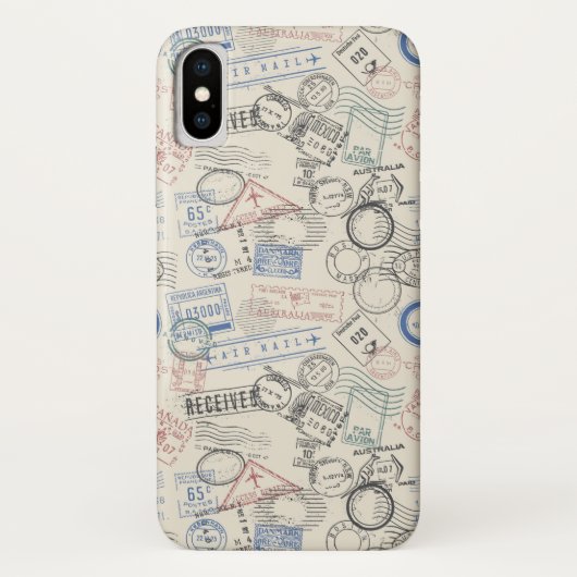 Weltporto-Briefmarken-Muster Case-Mate iPhone Hülle (Rückseite)