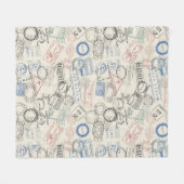 Weltporto-Briefmarken-Muster Fleecedecke (Vorderseite (Horizontal))