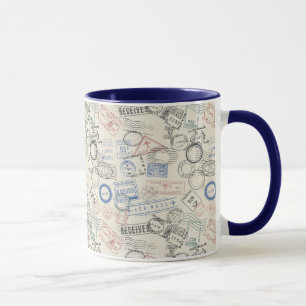 Weltporto-Briefmarken-Muster Tasse