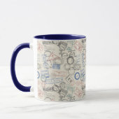 Weltporto-Briefmarken-Muster Tasse (Links)