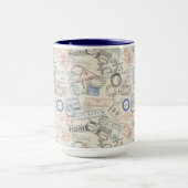 Weltporto-Briefmarken-Muster Tasse (Zentrum)