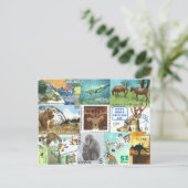 Weltpostkartentag - Briefmarke der Tierpost Postkarte (Stehend Vorderseite)