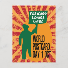 Weltpostkartentag lustiger Retro-Protest-März Postkarte