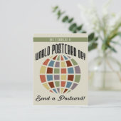 Weltpostkartentag mit bunten Quadraten weltweit Postkarte (Stehend Vorderseite)