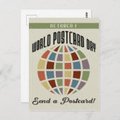 Weltpostkartentag mit bunten Quadraten weltweit Postkarte (Vorne/Hinten)