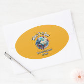 Weltposttag. Briefe über Grenzen hinweg. Ovaler Aufkleber (Umschlag)