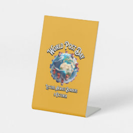 Weltposttag. Briefe über Grenzen hinweg. Sockelschild